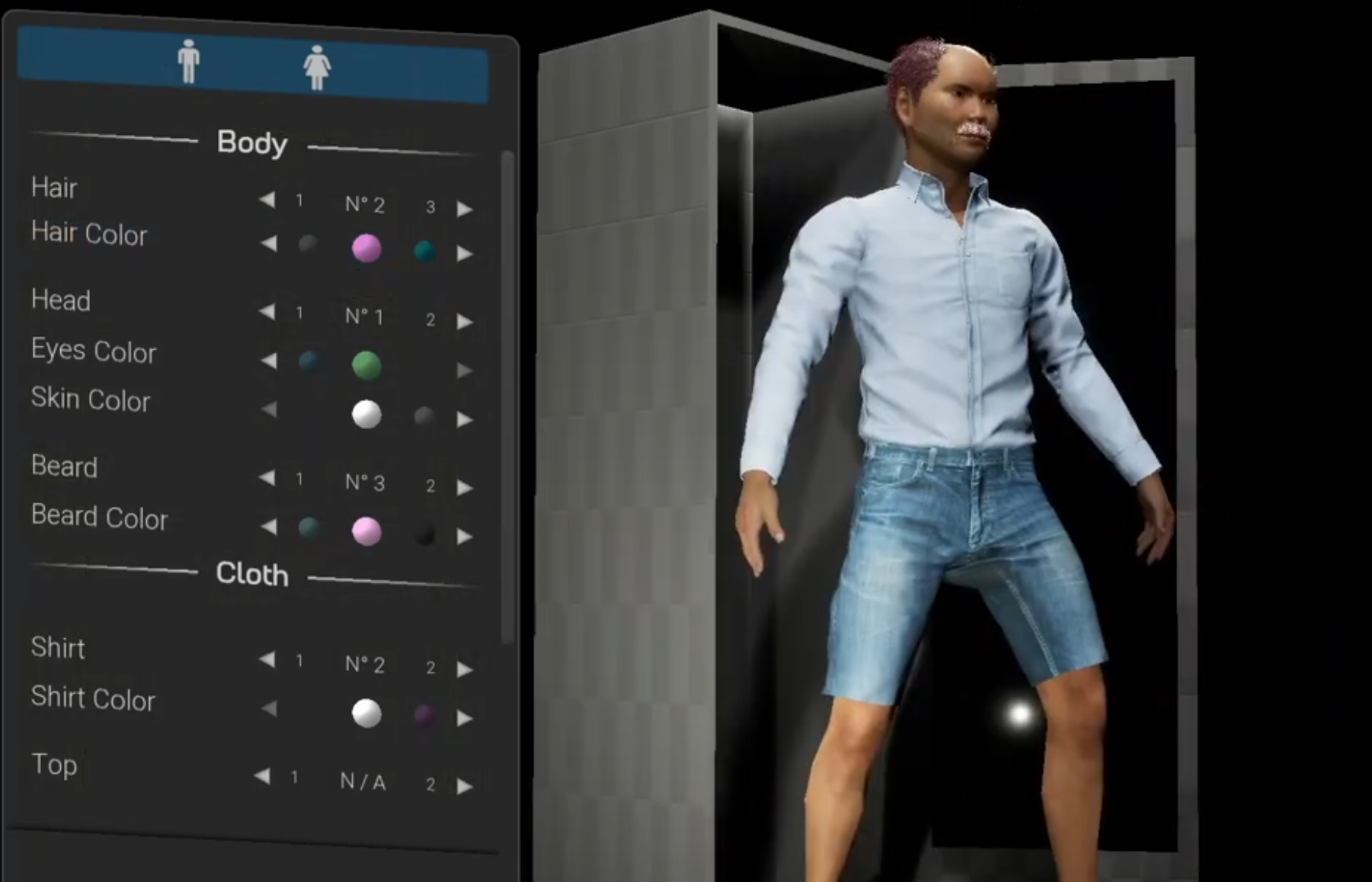 Full body character view with outfit