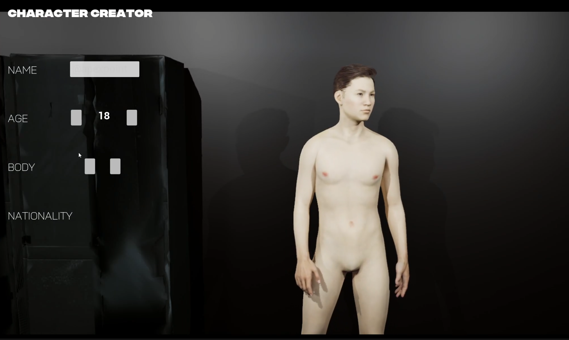 Character creator interface