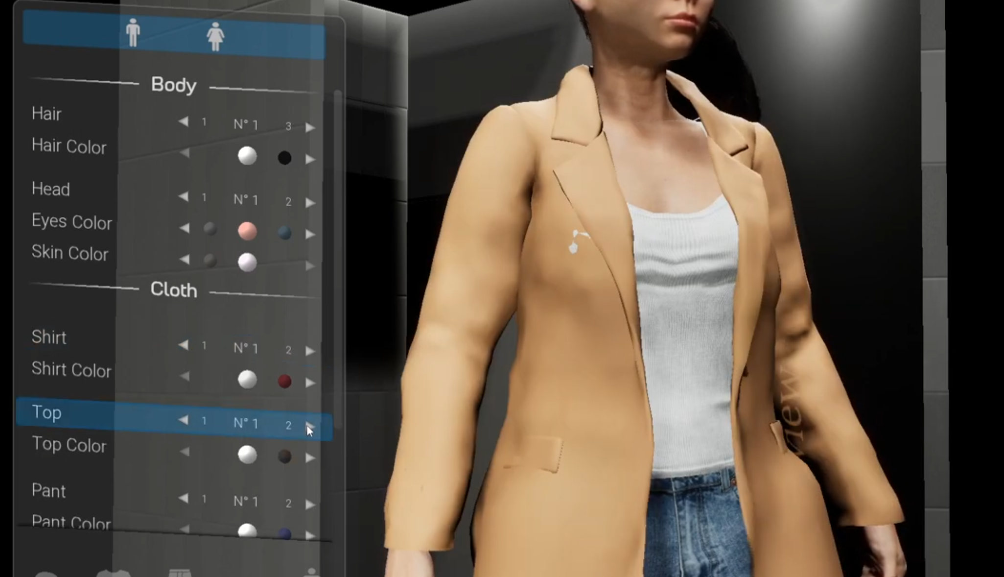 Character with clothing options